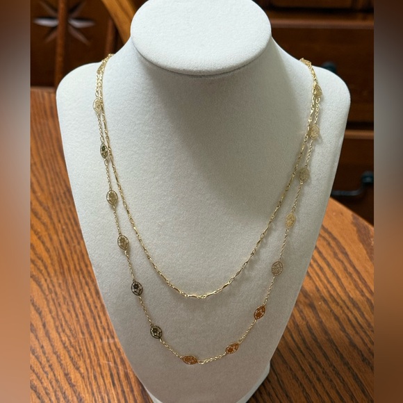Gold-Tone Double Strand Long Necklace - Picture 7 of 7